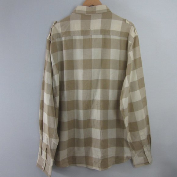 New Ecko Unltd Flannel Shirt Mens 3X Beige Plaid lS Cotton Button Front NWT - Picture 4 of 7